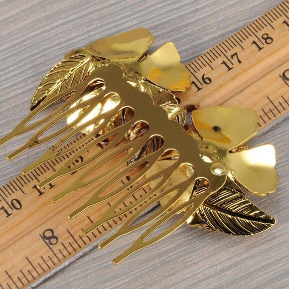 Vintage Floral Rose Leaf Hair Pin Clip Comb Gold Silver Alloy Women - Picture 3 of 5